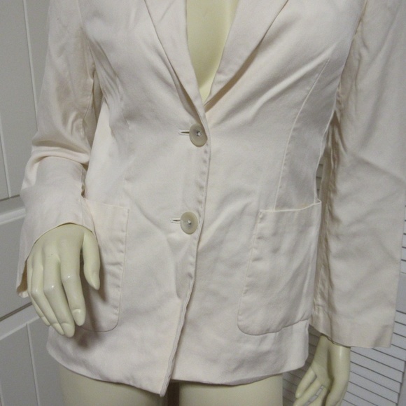 Banana Republic Womens Blazer Jacket 6 Silk Wool Cream Off-White Preppy Academia - Picture 5 of 8